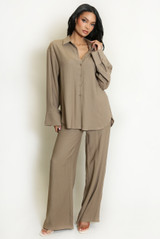 Loose Fit Blouse And Drawstring Trouser Set