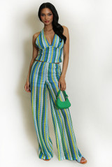 Zig Zag Halter Neck Top and Trouser Set