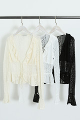 Frilled Lace Tie Front Top