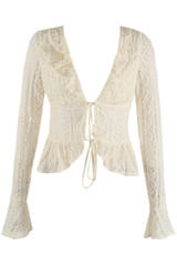 Frilled Lace Tie Front Top