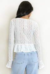 Frilled Lace Tie Front Top