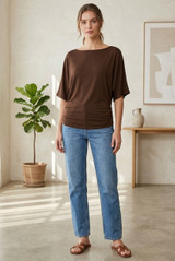 Wide Neck Ruched Top