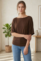Wide Neck Ruched Top