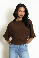 Wide Neck Ruched Top