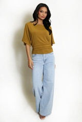 Wide Neck Ruched Top