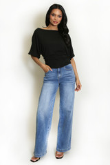 Wide Neck Ruched Top