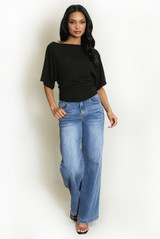 Wide Neck Ruched Top