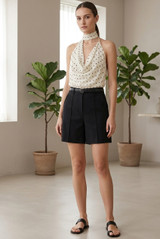 Polka Dot Draped Halter Neck Top