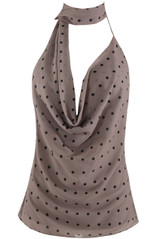 Polka Dot Draped Halter Neck Top
