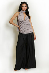 Polka Dot Draped Halter Neck Top