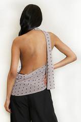 Polka Dot Draped Halter Neck Top