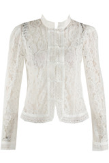 Long Sleeve Lace Mandarin Collar Top