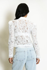 Long Sleeve Lace Mandarin Collar Top