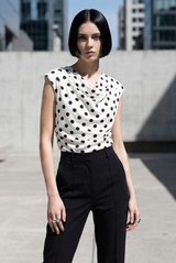 Polka Dots Ruched Blouse