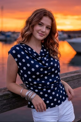 Polka Dots Ruched Blouse
