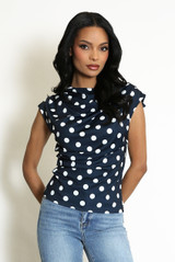 Polka Dots Ruched Blouse