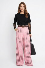Polka Dots Wide Leg Belted Trousers