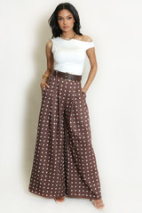 Polka Dots Wide Leg Belted Trousers