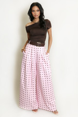 Polka Dots Wide Leg Belted Trousers