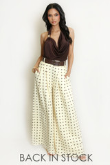 Polka Dots Wide Leg Belted Trousers