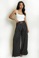 Polka Dots Wide Leg Belted Trousers