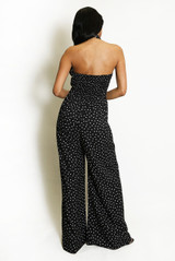 Polka Dots Side Buckled Wrap Jumpsuit