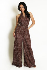 Polka Dots Side Buckled Wrap Jumpsuit