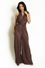 Polka Dots Side Buckled Wrap Jumpsuit