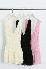 Plunge Front Mini Lace Dress