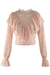 Ruffle Detail Mesh Blouse