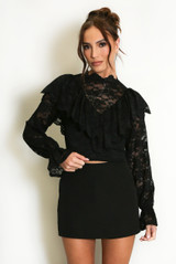 Ruffle Detail Mesh Blouse