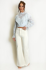 Ruffle Detail Mesh Blouse