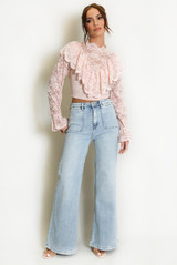 Ruffle Detail Mesh Blouse