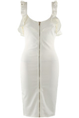 Zip Front Frilled Bodycon Dress