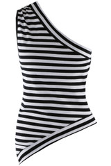 Stripes One Shoulder Asymmetric Top