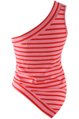 Stripes One Shoulder Asymmetric Top