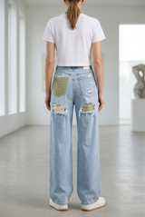 Dad Fit Patch Detail Jeans