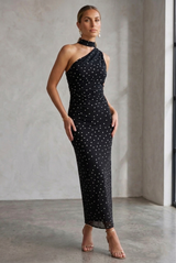 Polka Dots One Shoulder Midi Dress(PRE ORDER)