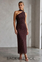 Polka Dots One Shoulder Midi Dress