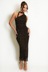 Polka Dots One Shoulder Midi Dress 