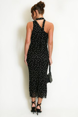Polka Dots One Shoulder Midi Dress 