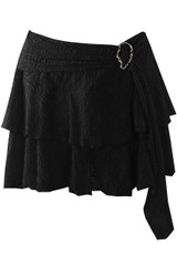 Textured Tiered Buckle Skirt