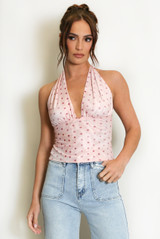 Polka Dot Halter Neck Top