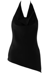 Cowl Halter Neck Asymmetric Blouse