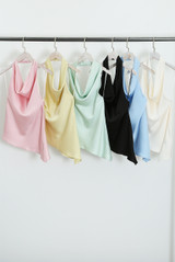 Cowl Halter Neck Asymmetric Blouse