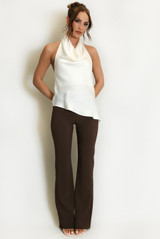 Cowl Halter Neck Asymmetric Blouse