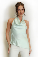 Cowl Halter Neck Asymmetric Blouse