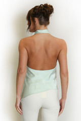 Cowl Halter Neck Asymmetric Blouse