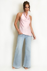 Cowl Halter Neck Asymmetric Blouse