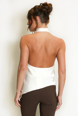 Cowl Halter Neck Asymmetric Blouse